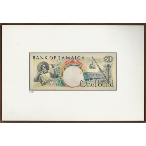 560 - Jamaica, Bank of Jamaica, Waterlow & Sons designed obverse and reverse hand executed composite essay... 