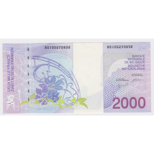 613 - Belgium 2000 Francs issued 1994 - 2001, serial No. 80105270892 (TBB B594a, Pick151) Uncirculated