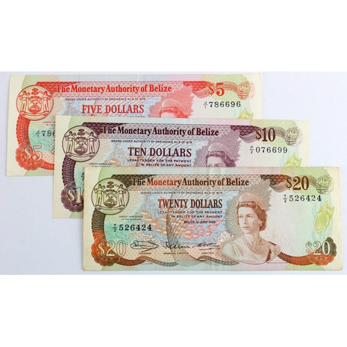 615 - Belize (3), 20 Dollars, 10 Dollars & 5 Dollars dated 1st June 1980, first date of new portrait issue... 