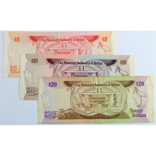 615 - Belize (3), 20 Dollars, 10 Dollars & 5 Dollars dated 1st June 1980, first date of new portrait issue... 