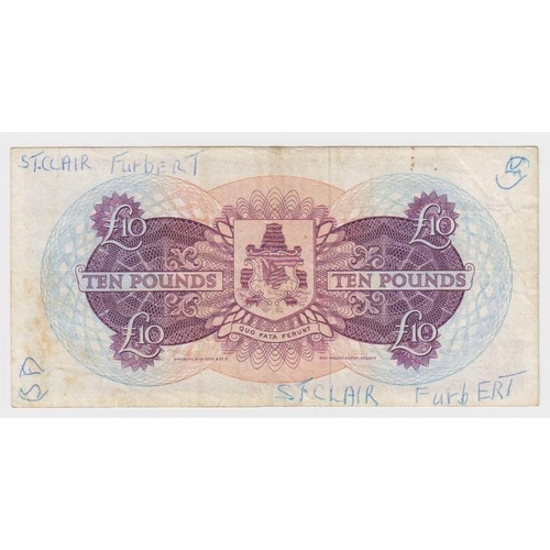 621 - Bermuda 10 Pounds dated 28th July 1964, signed Lumsden & Davidson, serial B/1 143704 (TBB B123a, Pic... 