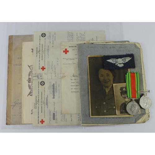 1132 - WW2 WAAF and BRCS group with Defence and War medals, photos, documents etc to Irene Florence Doran s... 