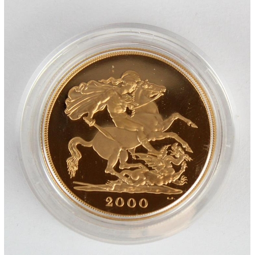 1142 - Five Pounds 2000 Proof FDC in a hard plastic capsule