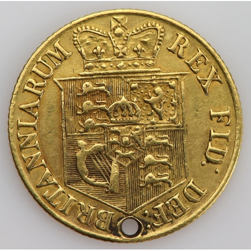 1151 - Half Sovereign 1817 aVF but hole drilled at bottom of the shield, ideal space filler