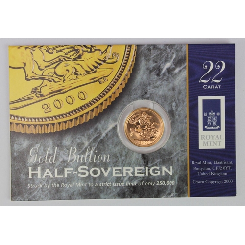 1195 - Half Sovereign 2000 BU in the Royal mint card