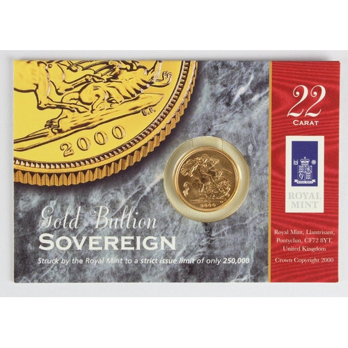 1196 - Half Sovereign 2000 BU in the Royal mint card