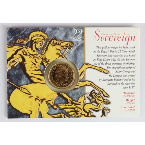 1196 - Half Sovereign 2000 BU in the Royal mint card