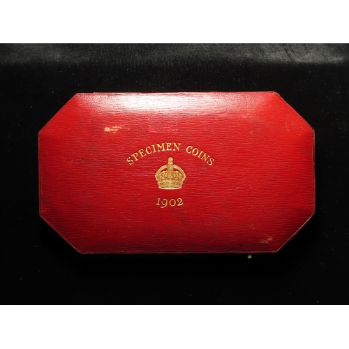 1201 - Proof Set 1902 matte 'long set' 13-coins, gold £5 to Maundy Penny; the gold with a red/blue tone EF ... 