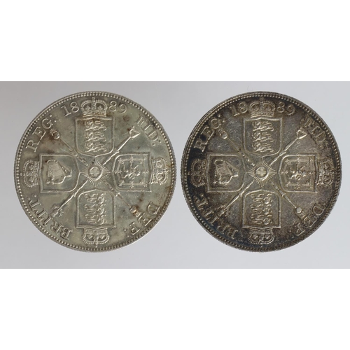 1346 - Double-Florins (2) 1889 nEF and GVF surface marks.