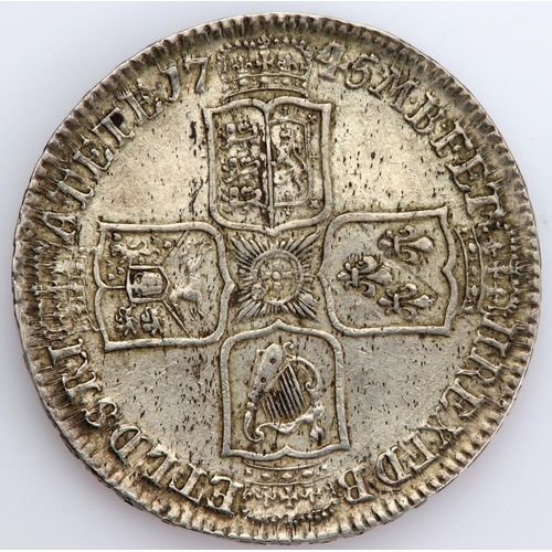 1384 - Halfcrown 1745 Lima GF - nVF with a few haymarks