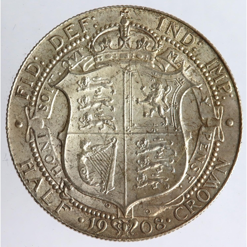 1412 - Halfcrown 1908, lightly toned GVF