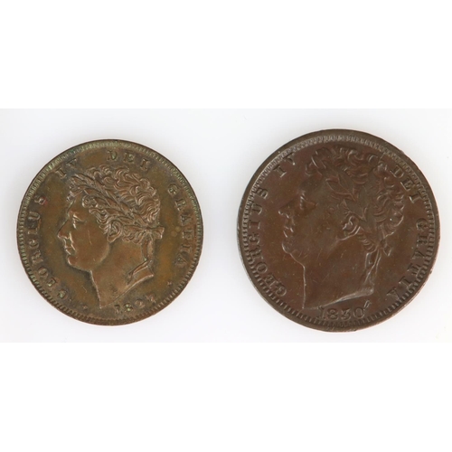 1419 - Half-Farthing 1830 (Ceylon) helm into legend aVF, and Third-Farthing 1827 (Malta) toned GEF