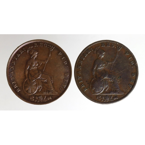 1426 - Halfpennies (2): 1843 Fine, light scratches, and 1853 dots, EF