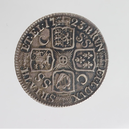 1498 - Shilling 1723 SSC, S.3647, toned VF, a few surface marks.