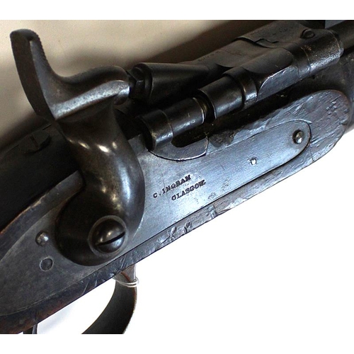 150 - Rifle, maker stamped to lockplate by 'C. Ingram Glasgow', made for the Glasgow Militia. Also stamped... 