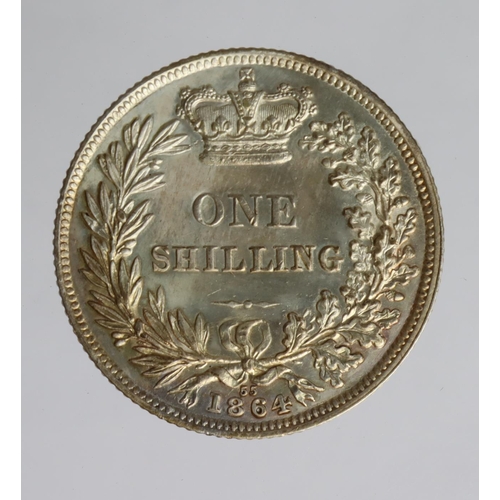 1513 - Shilling 1864 die #55, cleaned EF