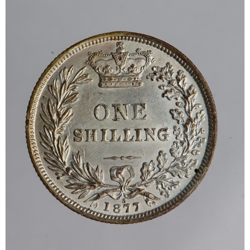 1516 - Shilling 1877 die #3 cleaned nEF