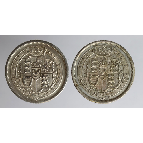 1527 - Shillings (2): 1816 and 1817, cleaned GVF-nEF