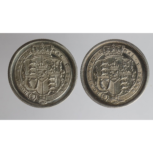 1528 - Shillings (2): 1816 lightly cleaned nEF, and 1817 similar.