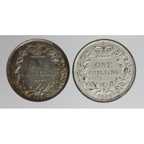 1529 - Shillings (2): 1846 dipped and tooled GVF, and 1883 nEF