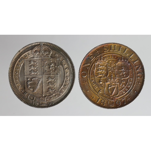 1533 - Shillings (2): 1897 toned EF, and 1890 nEF