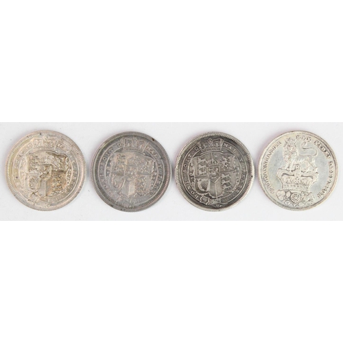 1538 - Shillings (3): 1816 lightly cleaned aEF, 1817 cleaned GVF, 1820 cleaned and scratched aVF, and 1826 ... 