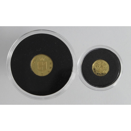 1636 - Tristan Da Cunha (2) Halfpenny 2021 (1g of 24ct gold), Five Pounds 2020 (0.5g of 24ct gold). Both Pr... 