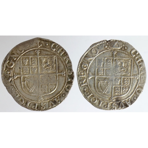 1671 - Charles I Shillings (2): mm. Anchor, S.2796, nVF weak in centres, and mm. Triangle, S.2799, F/GF