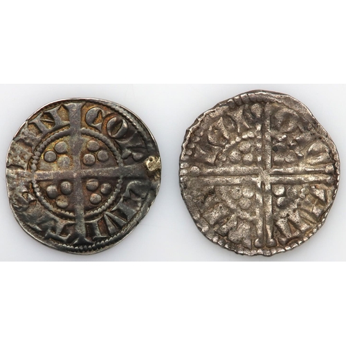 1687 - English Hammered Silver Pennies (2): Henry III Long Cross Class 5g, S.1373, 1.40g, VF/nVF with some ... 