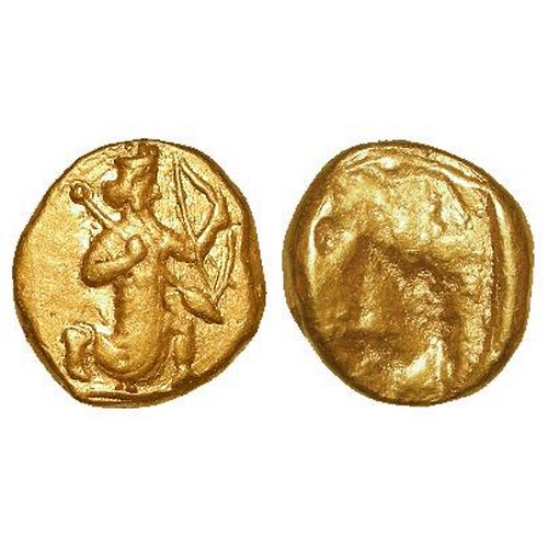 1697 - Persia, Achaemenid Empire. Time of Artaxerxes II to Darios III, c. 375-336 BC, gold Daric (16mm, 8.3... 