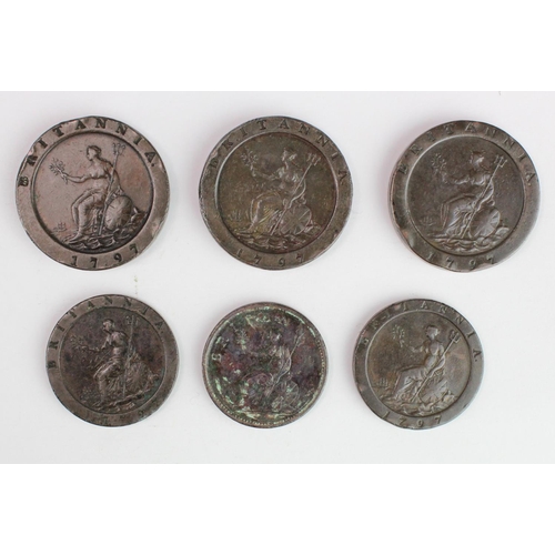 1796 - GB Copper (6) George III including 3x 