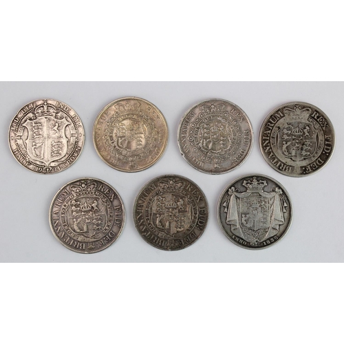 1859 - GB Halfcrowns (7): 1816 cleaned Fine, 1817 