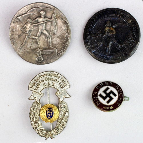 217 - German badges 4x inc HJ and Party lapel badge