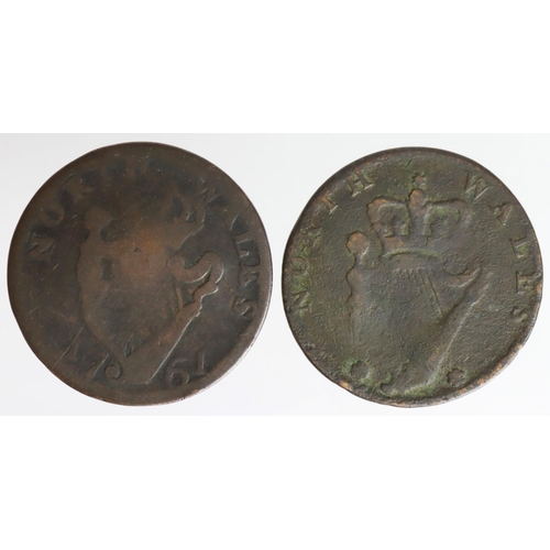 2170 - Evasion Halfpennies: George Washington / North Wales poor/Fair, and Long Live the King / North Wales... 