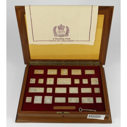 2219 - Silver Stamp Ingots (25) 'The Stamps of Royalty' set by Hallmark Replicas 1977. Cased with certs etc... 