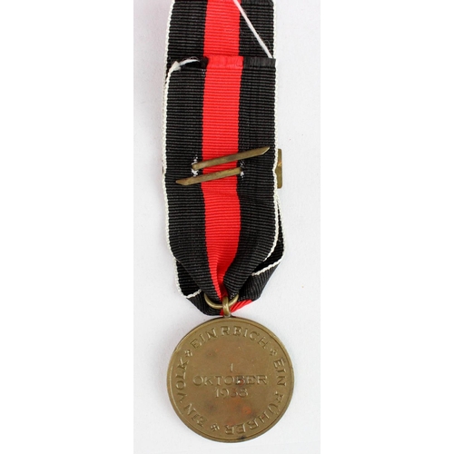 222 - German Czech Annexation medal with Prague bar