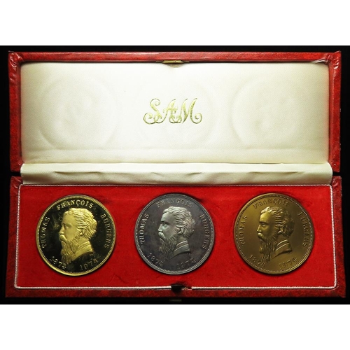 2221 - South African Commemorative Medals (3) South Africa Mint set of three crown-size medals in 9ct gold ... 