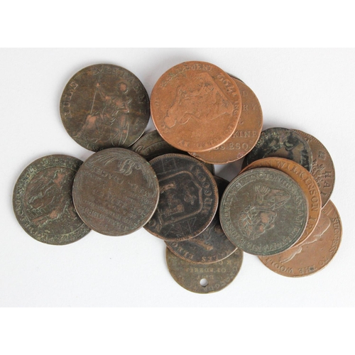 2230 - Tokens (15) 18th-19thC copper, mostly Halfpennies, mixed grade.