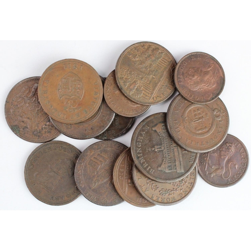 2239 - Tokens, 19thC (14) copper assortment.