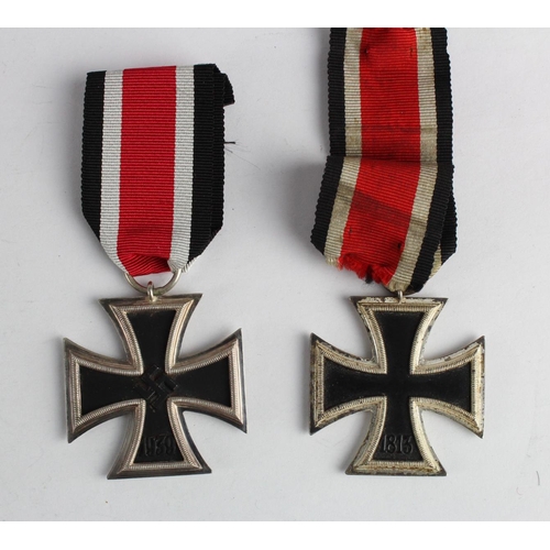 329 - German Nazi Iron Cross 2nd Class maker marked '65'. And another with no makers mark. (2)