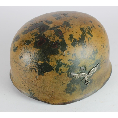 485 - German WW2 pattern Paratroopers helmet some age wear to the paint finish with Luftwaffe officers hat... 