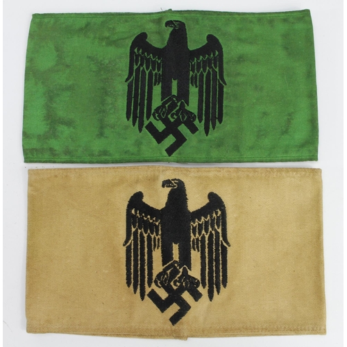 491 - German WW2 recruitment officers arm bands, two different patterns.