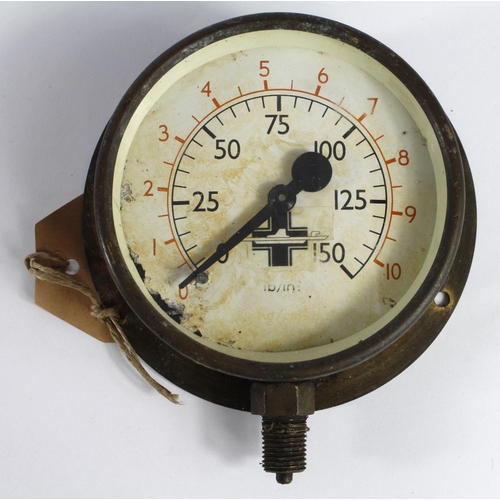 493 - German WW2 U boat submarine pressure gauge stamped with a German cross and an outline of a submarine... 