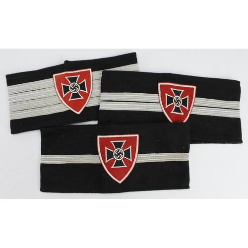 494 - German WW2 veterans officers arm bands, three different ranks.