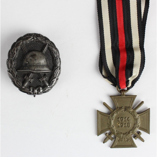 499 - Imperial German Hindenburg Cross and Black Wound Badge. (2)