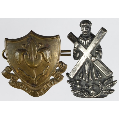 575 - Badges (2) comprising an original silver plated Black watch Sporran badge and an original Magdalen C... 