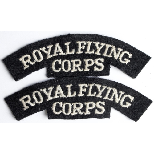 596 - Badges: Royal Flying Corps WW1 embroidered felt shoulder title pair in excellent condition. (2 items... 