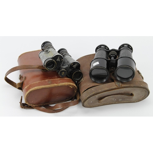 611 - Binoculars, four pairs WW1 vintage some in cases.