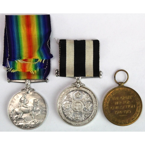 654 - BWM & Victory Medal to 160 Pte D S James RAMC. Plus a St Johns Medal (12473 L/A/Offr L.James. Llanel... 