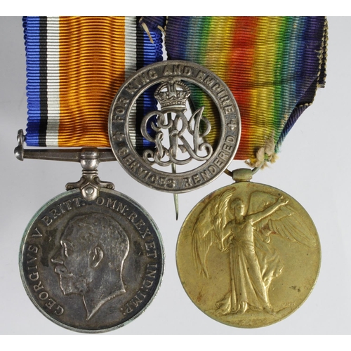 666 - BWM & Victory Medal to 35570 Pte W E Davies Wilts R. With Silver War Badge B156519 for Wounds. (2+1)